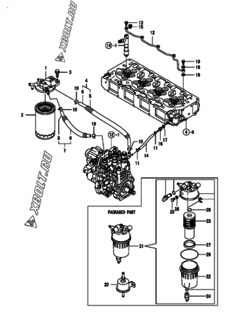  Двигатель Yanmar 4TNV106-GAGR, узел -  Топливопровод 