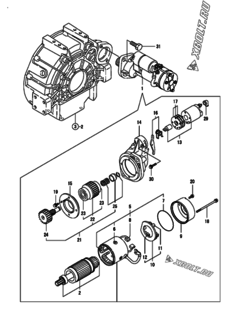  Двигатель Yanmar 4TNV106-GAGR, узел -  Стартер 