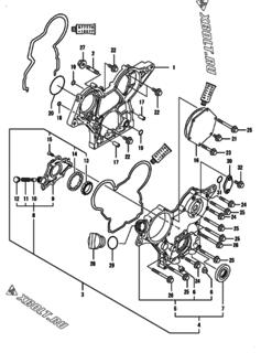  Двигатель Yanmar 3TNV76-HGB2CT, узел -  Корпус редуктора 