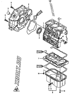  Двигатель Yanmar 3TNV76-HGB2CT, узел -  Маховик с кожухом и масляным картером 