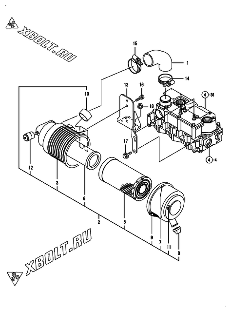  Воздушный фильтр двигателя Yanmar 3TNV76-HGB2CT