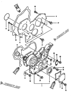  Двигатель Yanmar 4TNE84-GB2BT, узел -  Корпус редуктора 