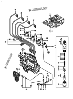  Двигатель Yanmar 4TNE84-GB2BT, узел -  Форсунка 