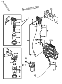  Двигатель Yanmar 4TNE84-GB2BT, узел -  Топливопровод 