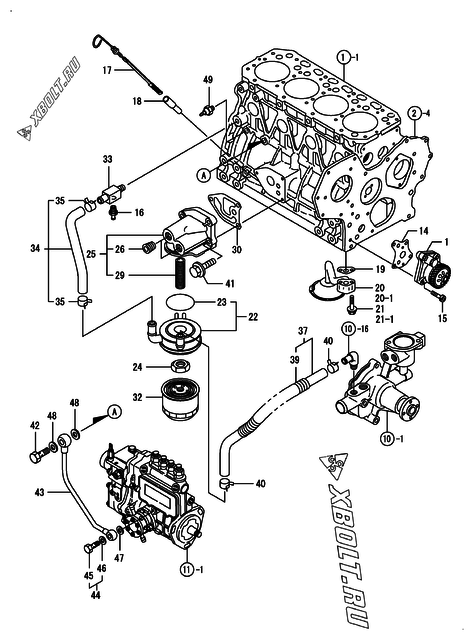  Система смазки двигателя Yanmar 4TNE84-GB2CT