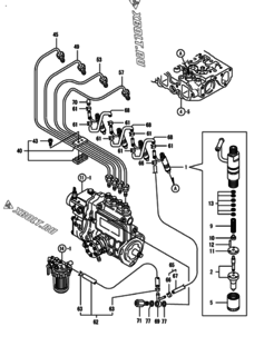  Двигатель Yanmar 4TNE84-GB2CT, узел -  Форсунка 