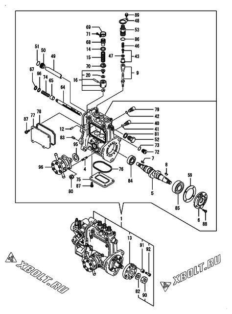  Топливный насос высокого давления (ТНВД) двигателя Yanmar 3TNV70-HGB2CT