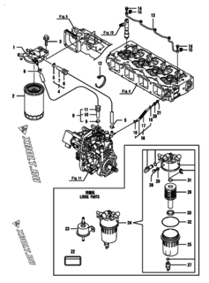  Двигатель Yanmar 4TNV98-ESDBK, узел -  Топливопровод 