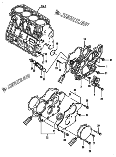  Двигатель Yanmar 4TNV98-EPDBWK, узел -  Корпус редуктора 