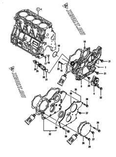  Двигатель Yanmar 4TNV98-EPHYBU, узел -  Корпус редуктора 