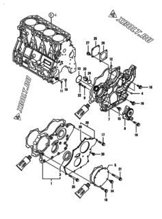  Двигатель Yanmar 4TNV94L-SLY, узел -  Корпус редуктора 