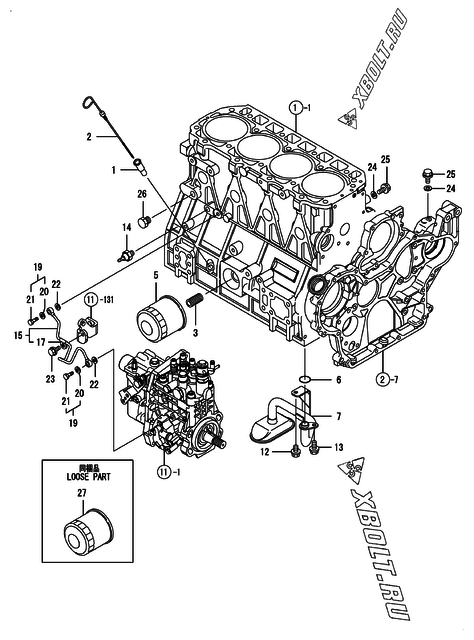  Система смазки двигателя Yanmar 4TNV94L-SYU
