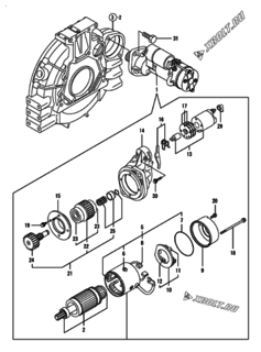  Двигатель Yanmar 4TNV94L-SYU, узел -  Стартер 