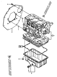  Двигатель Yanmar 3TNM68-AIME, узел -  Крепежный фланец и масляный картер 