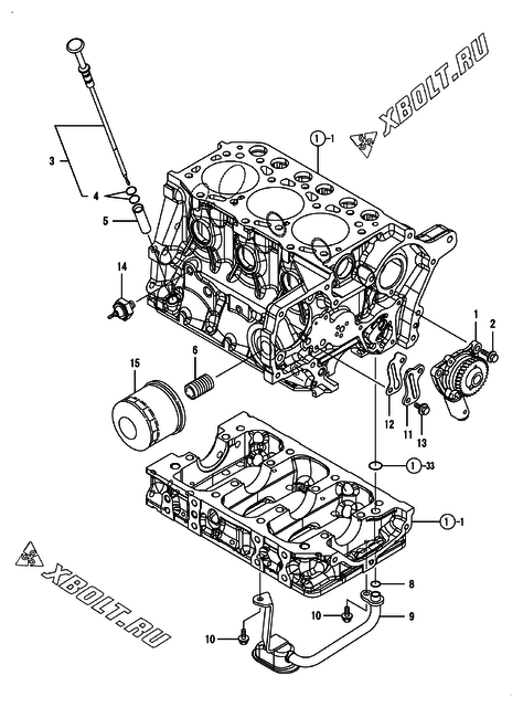  Система смазки двигателя Yanmar 3TNM72-HGET