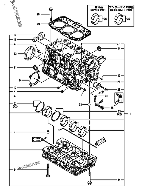  Блок цилиндров двигателя Yanmar 3TNM72-ASAT