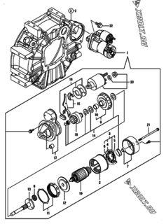  Двигатель Yanmar 3TNM72-ASAC, узел -  Стартер 