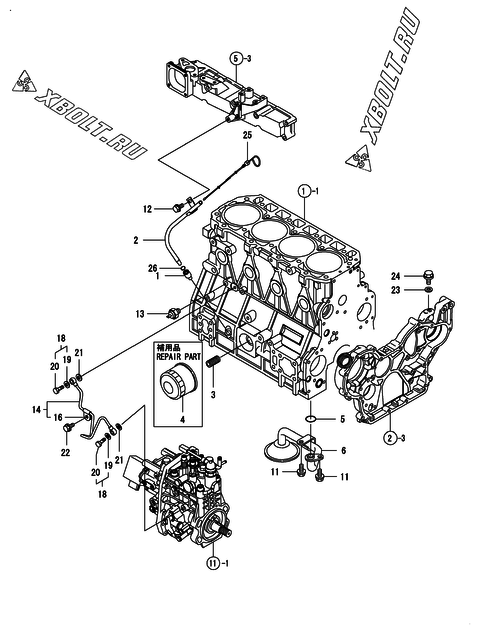  Система смазки двигателя Yanmar 4TNV98-ZSDF