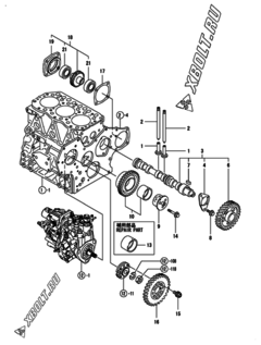 Двигатель Yanmar 3TNV82A-BDWM, узел -  Распредвал и приводная шестерня 
