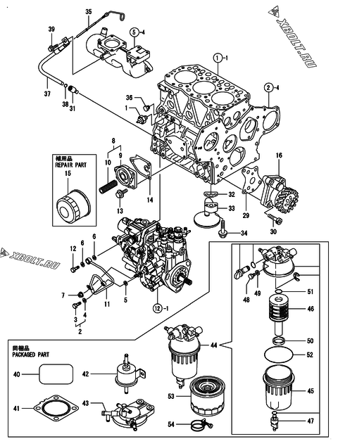  Система смазки двигателя Yanmar 3TNV82A-BDWM
