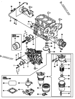  Двигатель Yanmar 3TNV82A-BDWM, узел -  Система смазки 