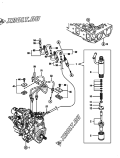  Двигатель Yanmar 3TNV82A-BDWM, узел -  Форсунка 