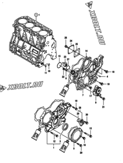  Двигатель Yanmar 4TNV98T-GECS, узел -  Корпус редуктора 