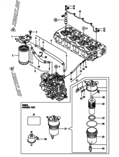  Двигатель Yanmar 4TNV98T-GECS, узел -  Топливопровод 