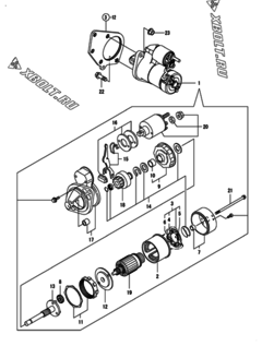  Двигатель Yanmar 2TNV66-DMIN, узел -  Стартер 