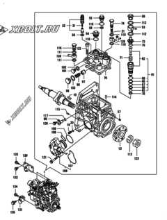  Двигатель Yanmar 4TNV94L-SLG, узел -  Топливный насос высокого давления (ТНВД) 