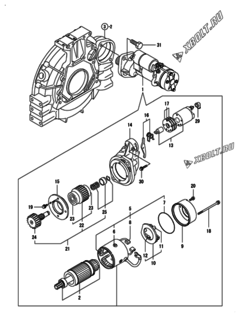  Двигатель Yanmar 4TNV94L-SLG, узел -  Стартер 