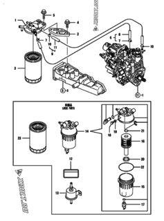  Двигатель Yanmar 3TNV88-BSSU, узел -  Топливопровод 