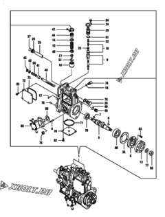  Двигатель Yanmar 2TNV66-DMC, узел -  Топливный насос высокого давления (ТНВД) 