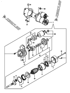  Двигатель Yanmar 2TNV66-DMC, узел -  Стартер 
