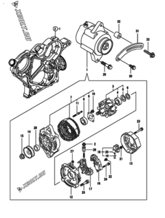  Двигатель Yanmar 2TNV66-DMC, узел -  Генератор 
