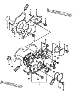  Двигатель Yanmar 3TNV82A-BDCB, узел -  Корпус редуктора 