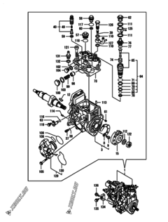  Двигатель Yanmar 3TNV82A-BDCB, узел -  Топливный насос высокого давления (ТНВД) 