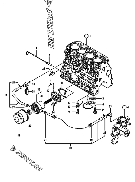  Система смазки двигателя Yanmar 4TNV84T-BGYM