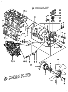  Двигатель Yanmar 3TNV82A-SSU, узел -  Система водяного охлаждения 