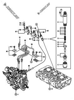  Двигатель Yanmar 3TNV82A-SSU, узел -  Форсунка 