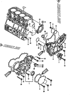  Двигатель Yanmar 4TNV106T-SHL, узел -  Корпус редуктора 