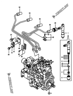  Двигатель Yanmar 4TNV98T-PKTF, узел -  Форсунка 