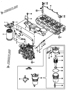  Двигатель Yanmar 4TNV98T-PKTF, узел -  Топливопровод 