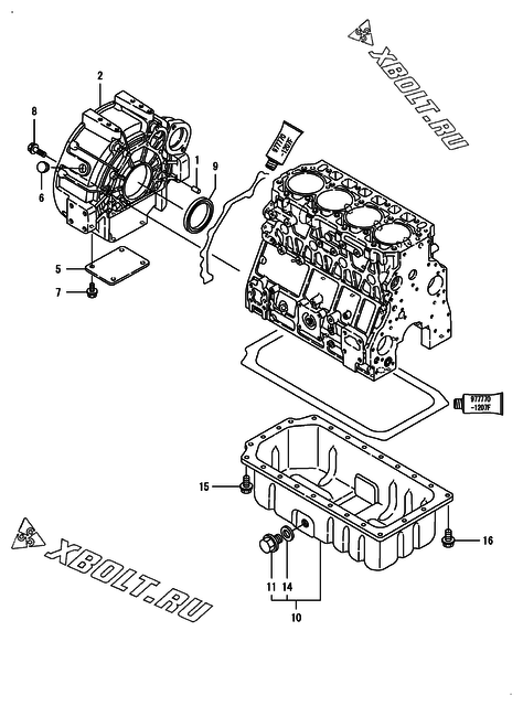  Маховик с кожухом и масляным картером двигателя Yanmar 4TNV106-GGB1BT