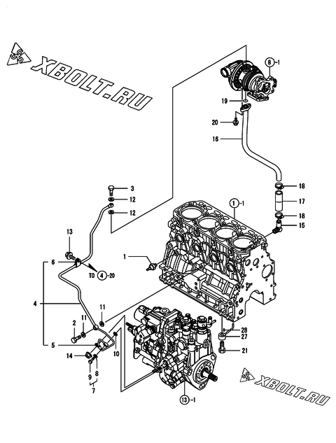  Система смазки двигателя Yanmar 4TNV84T-BGGEC