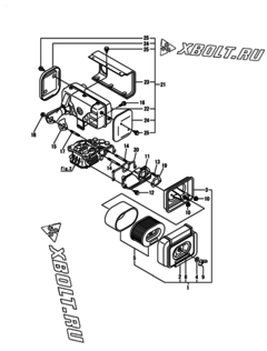  Двигатель Yanmar L100AE-DEGMS7YC, узел -  Воздушный фильтр и глушитель 
