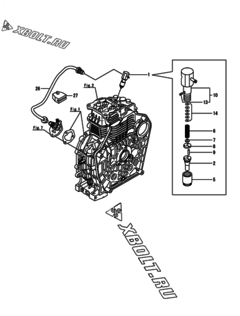  Двигатель Yanmar L100AE-DEGMS7YC, узел -  Форсунка 