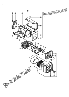  Двигатель Yanmar L100AE-DEVSDYC, узел -  Воздушный фильтр и глушитель 