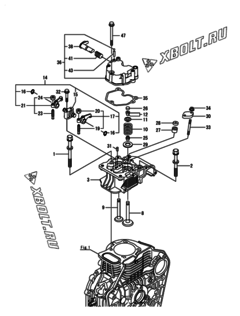  Двигатель Yanmar L100V6EZ2C1HAML, узел -  Головка блока цилиндров (ГБЦ) 