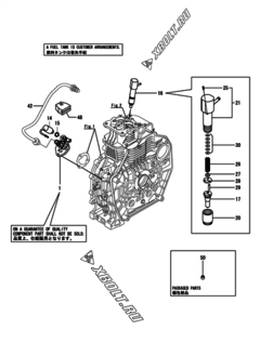  Двигатель Yanmar L100V6EZ2C1HAML, узел -  Топливный насос высокого давления (ТНВД) и форсунка 